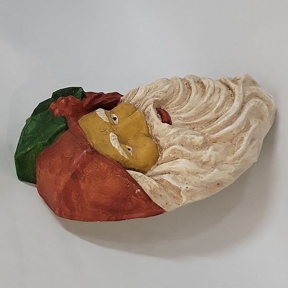 Vtg Large Paper Mache Santa Face Wall Hanging, Display - Picture 3 of 13